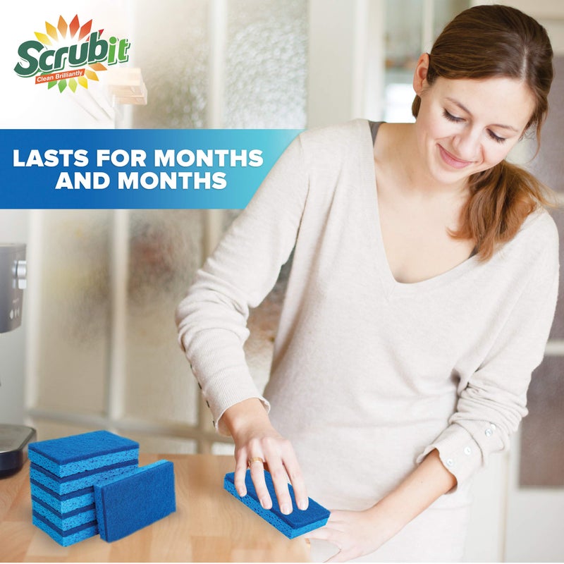 Scrubit Non-Scratch Cleaning Scrub Sponges- Scrubbing Dish Sponge Ideal for Washing Kitchen,Dishes, Bathroom &More â€“ Dishwashing Sponge Along with A Thought Scrubber â€“ 6 sponges - Image 3